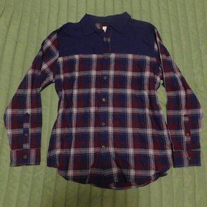 Navy Plaid L Button Down Shirt NWT
